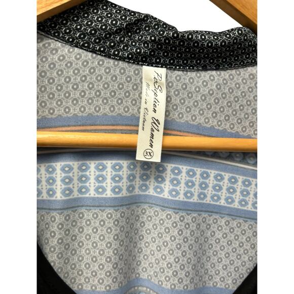 Per Seption Multicolor 3/4 Sleeve Blouse 3X Built-In Shell Layered Look Plus - Picture 7 of 13
